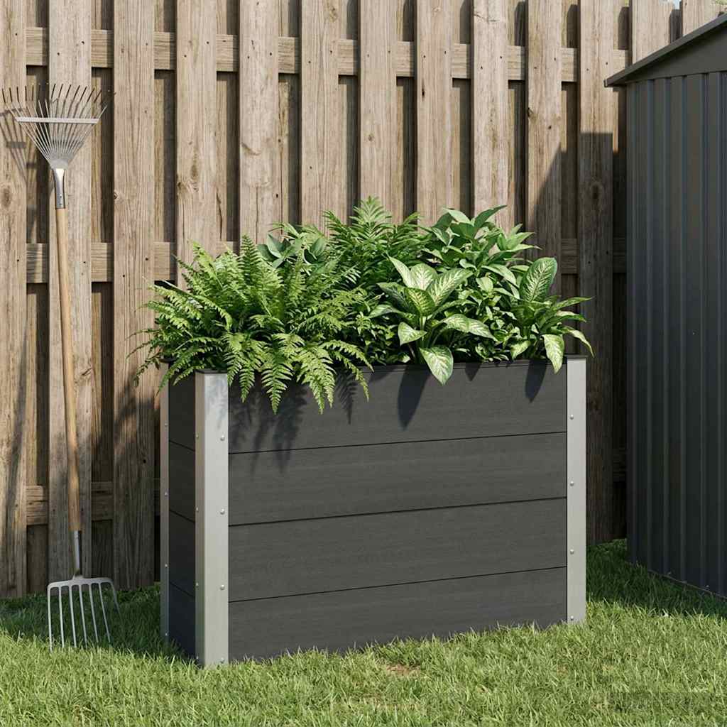 Hochbeet Schwarz 100 x 30 x 72 cm WPC und Aluminium