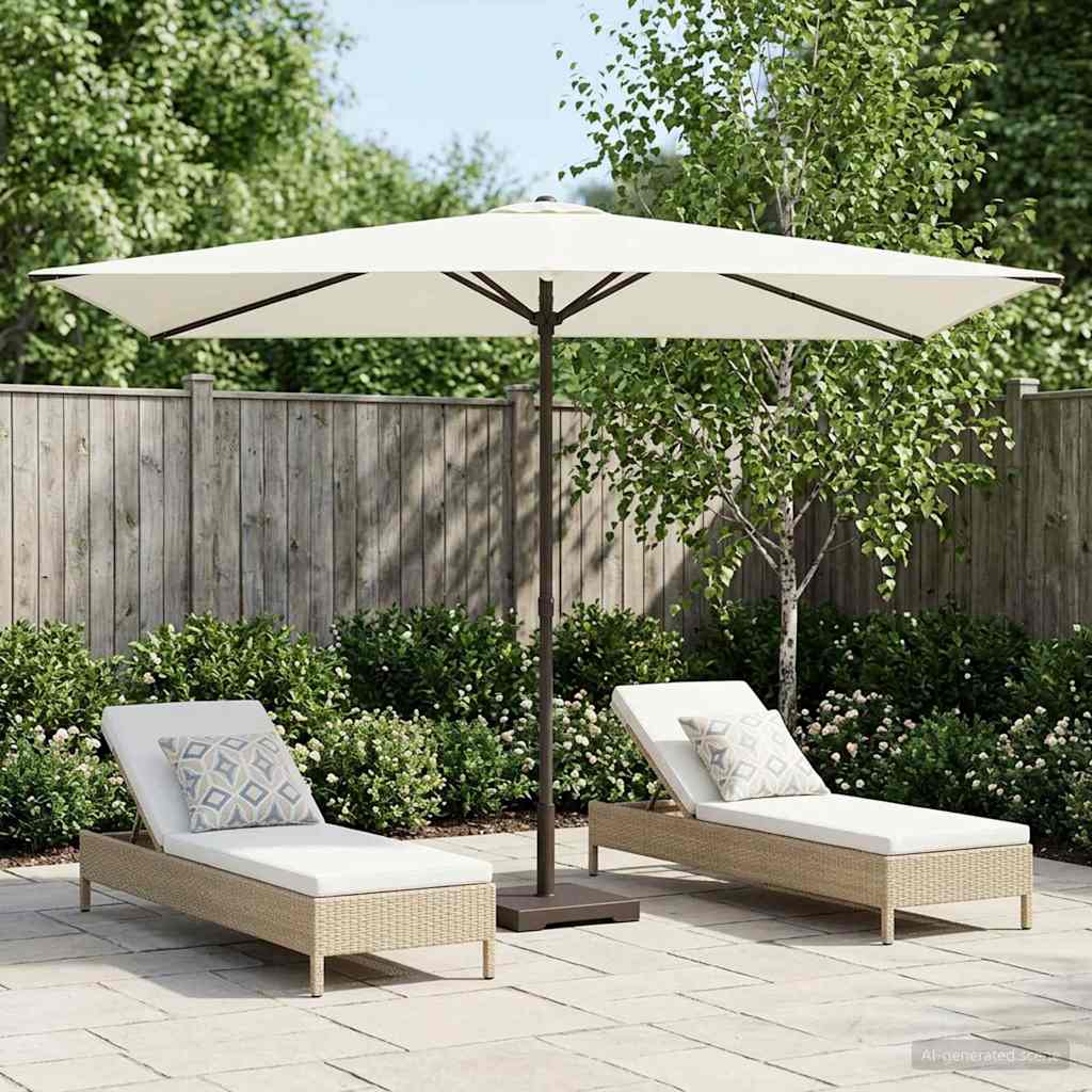 Gartensonnenschirm 200 x 300 cm Polyester Rechtwinklig Creme