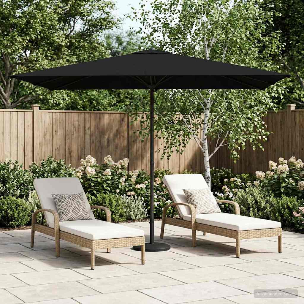 Gartensonnenschirm 200 x 300 cm Polyester Rechtwinklig Schwarz