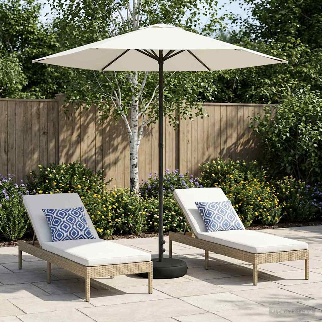Garten-Schirm mit Fuß 230 x 230 cm Polyester Rechtwinklig Creme