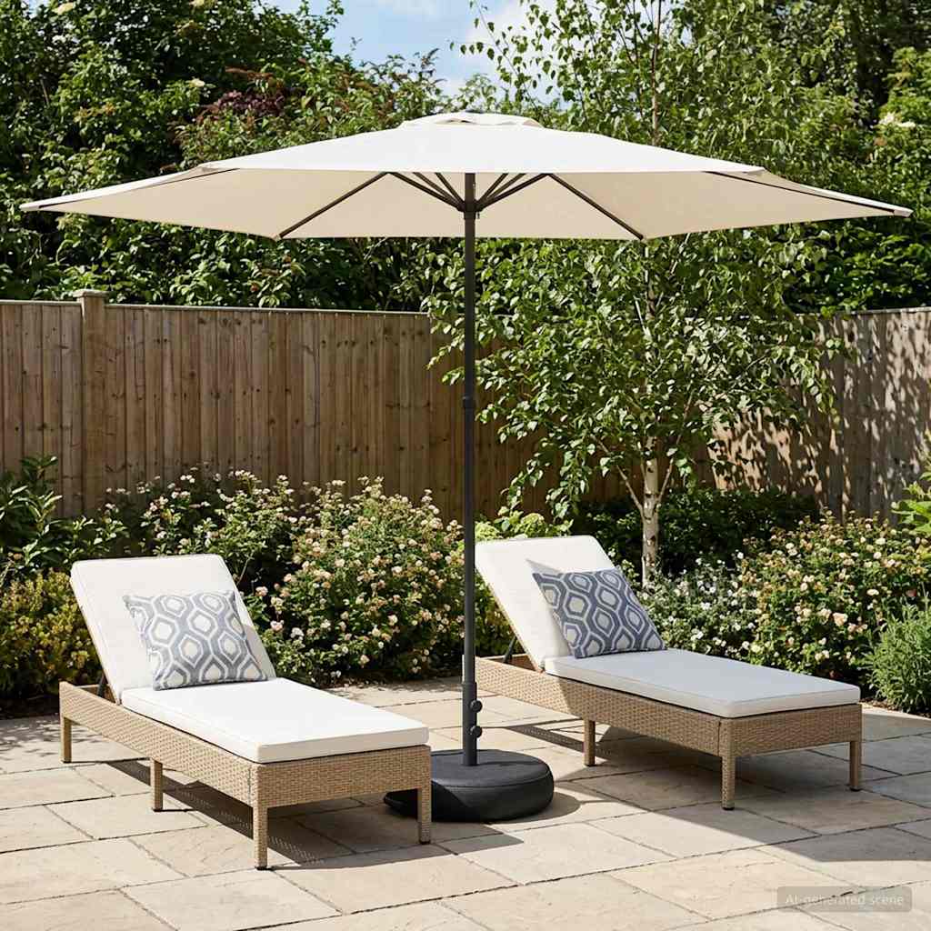 Garten-Schirm mit Fuß 300 x 300 cm Polyester Rechtwinklig Creme