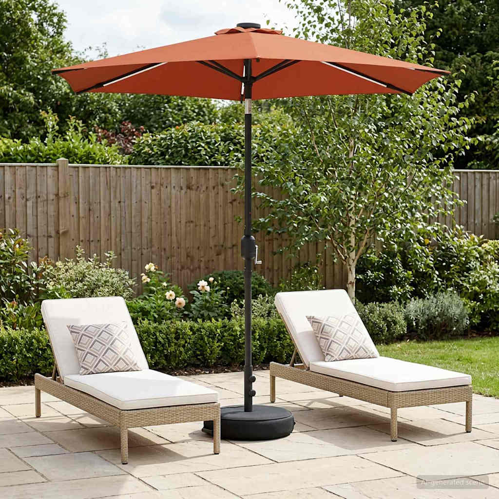 Gartenparasol mit LED-Lichtern und Sockel 230 x 230 cm