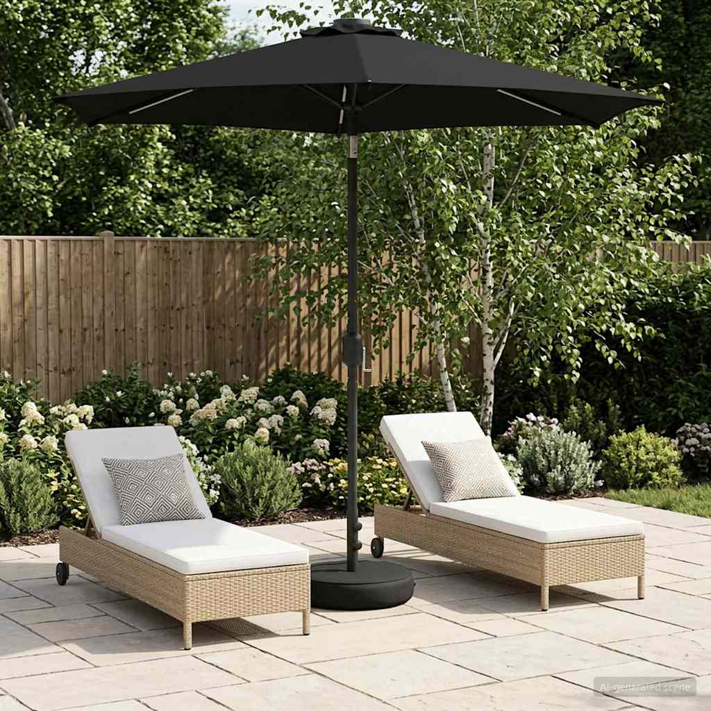 Gartenparasol mit LED-Lichtern und Sockel 230 x 230 cm