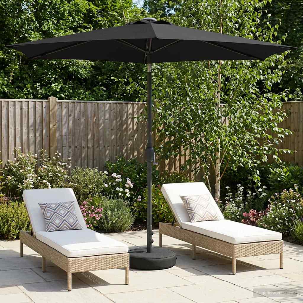 Gartenparasol mit LED-Lichtern und Sockel 270 x 270 cm