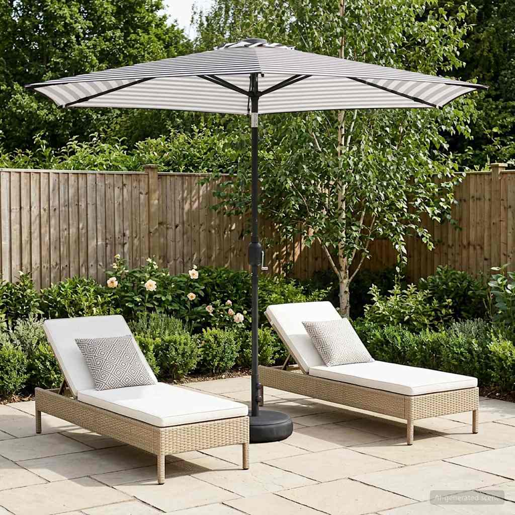 Gartenparasol mit LED-Lichtern und Sockel 270 x 270 cm