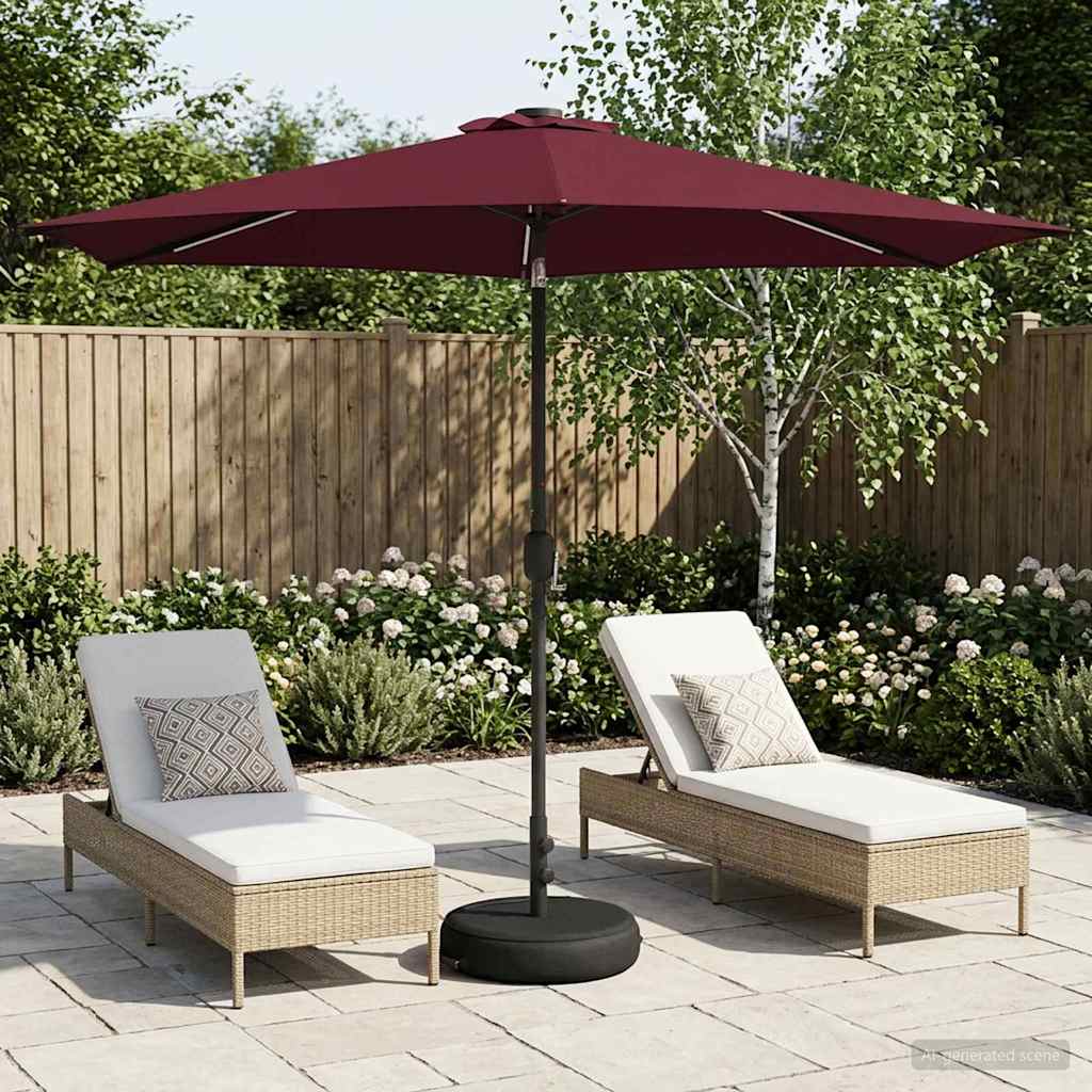 Gartenparasol mit LED-Lichtern und Sockel 300 x 300 cm