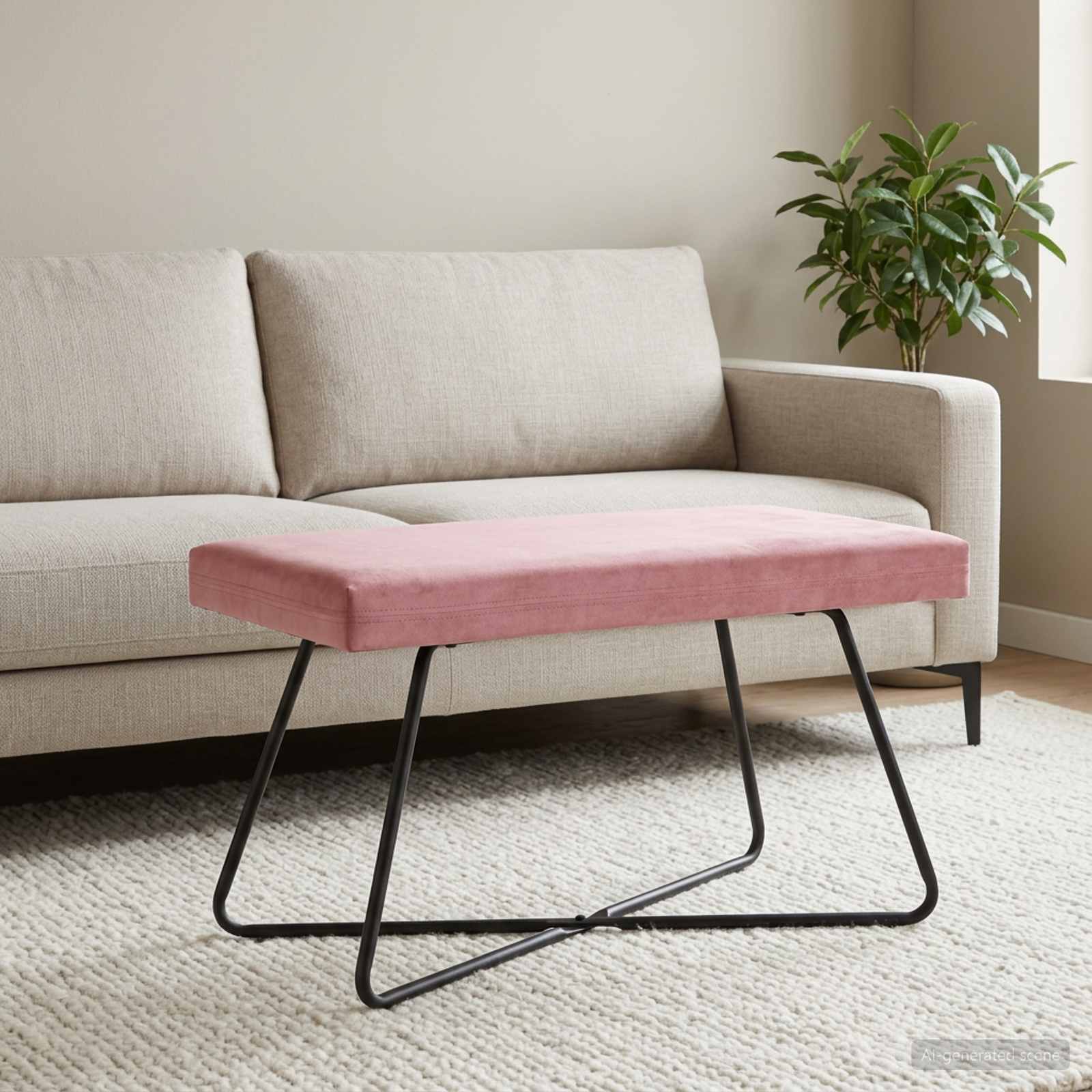 Bank Rosa 80 x 40 x 45 cm Samt