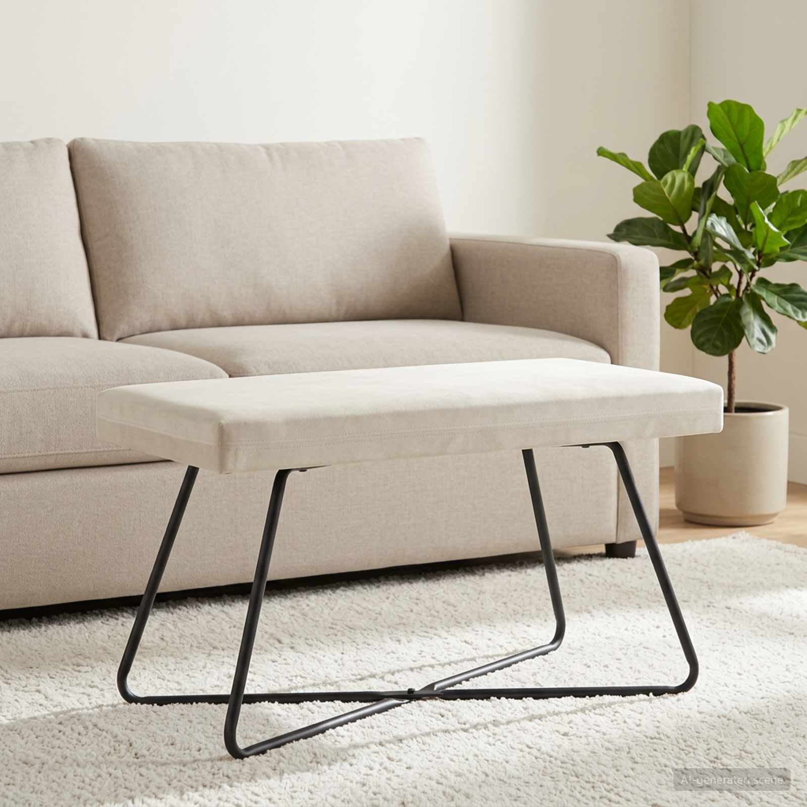 Bank Creme 80 x 40 x 45 cm Samt