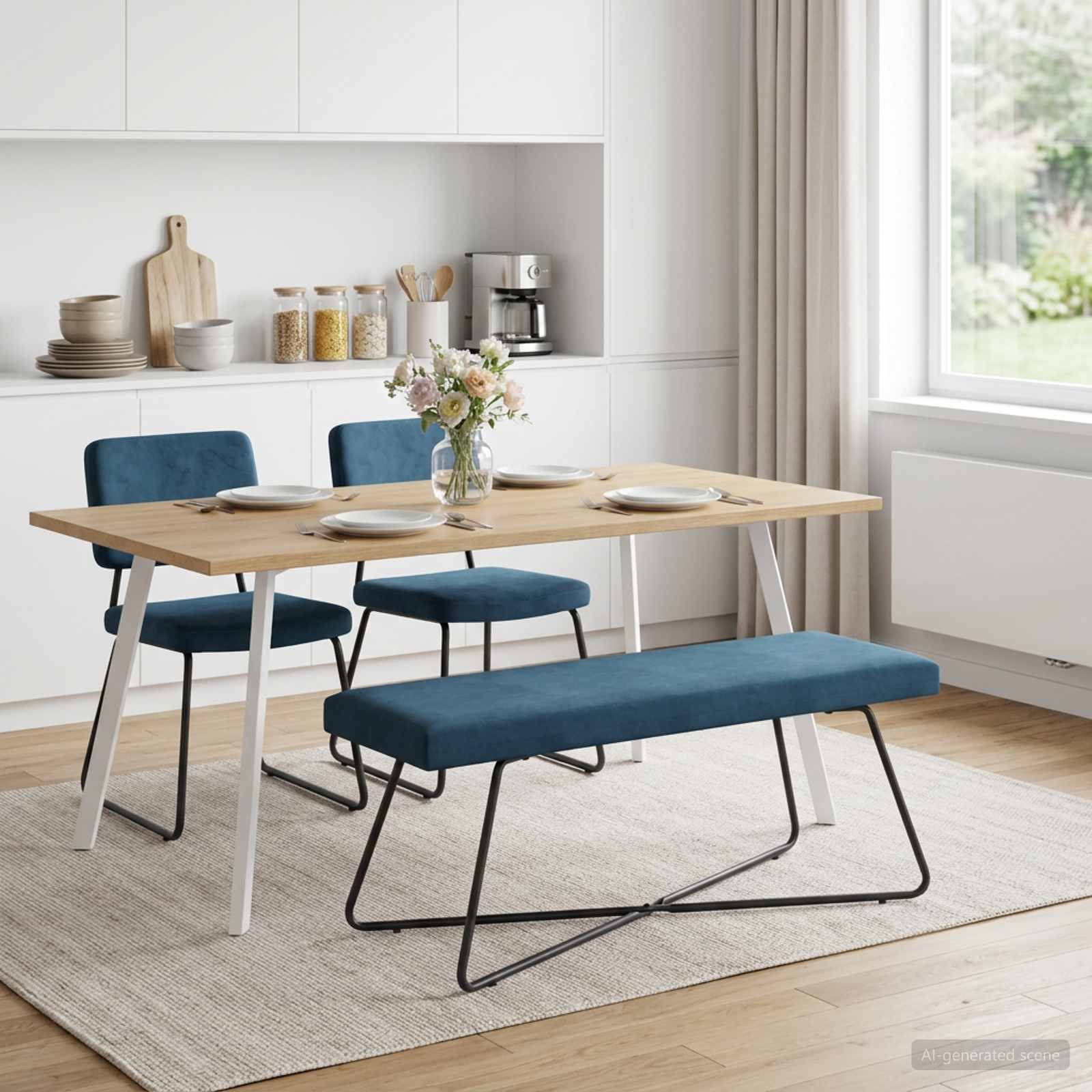 Bank Blau 110 x 40 x 45 cm Samt
