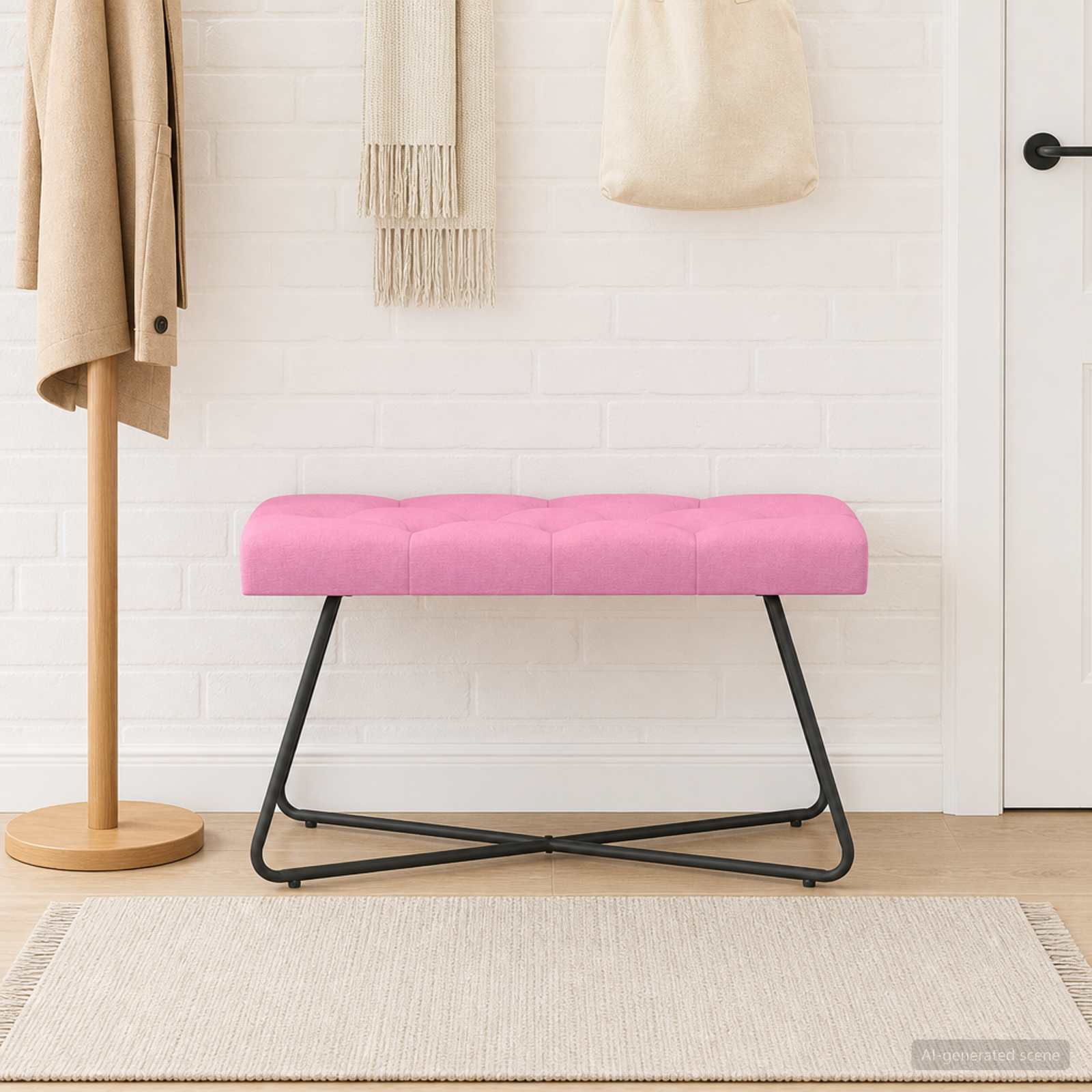 Bank mit Knopfheftung Rosa 80 x 40 x 46 cm Stoff