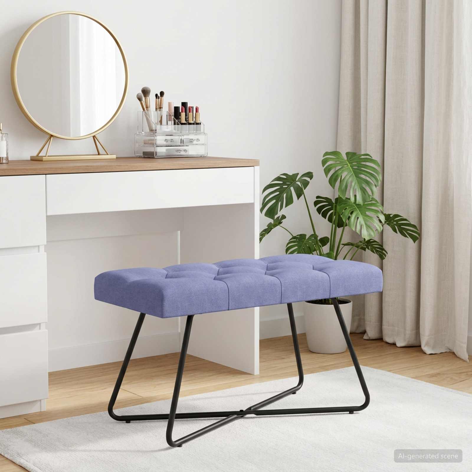 Bank mit Knopfheftung Jeans blau 80 x 40 x 46 cm Stoff