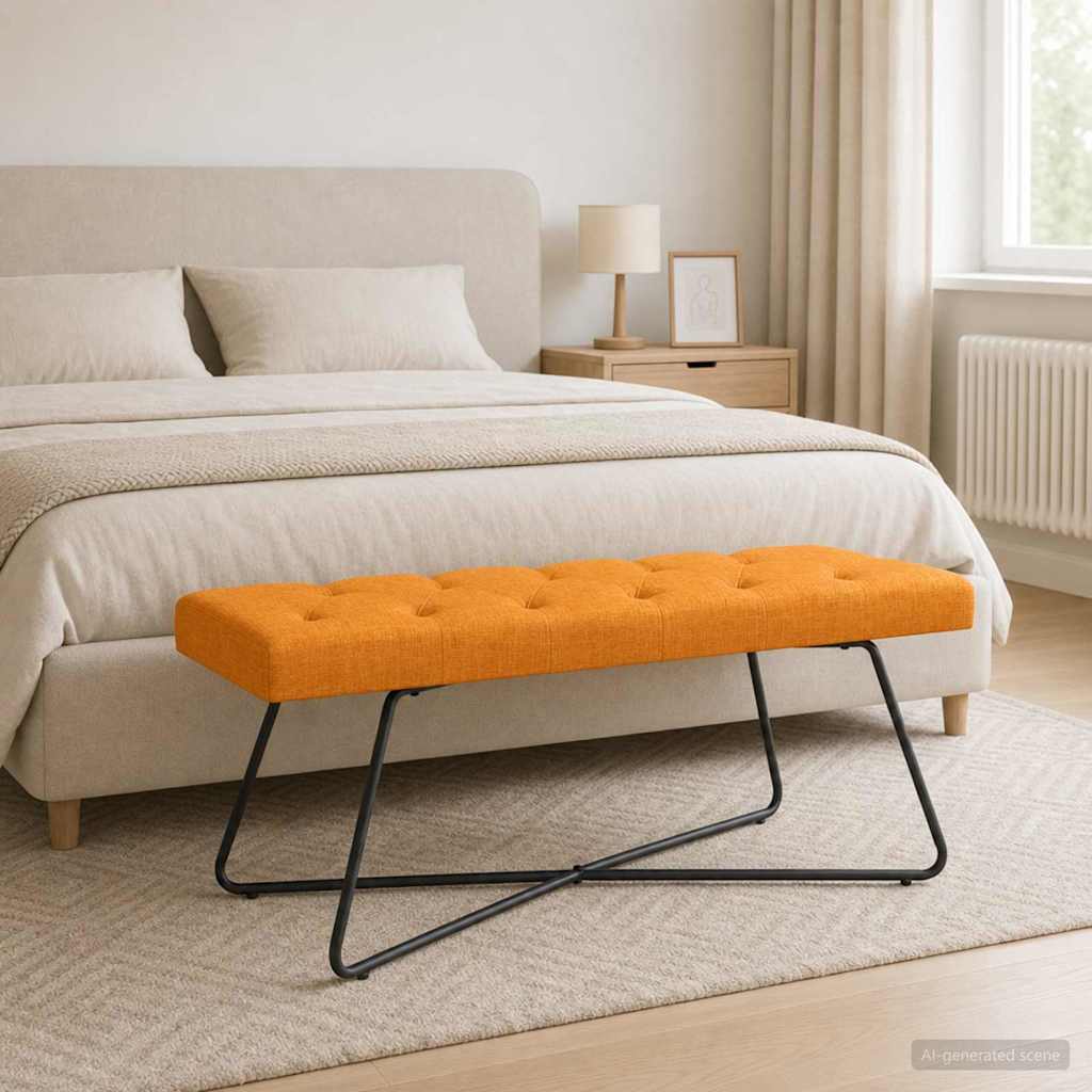 Bank mit Knopfheftung Dunkelgelb 110 x 40 x 46 cm Stoff