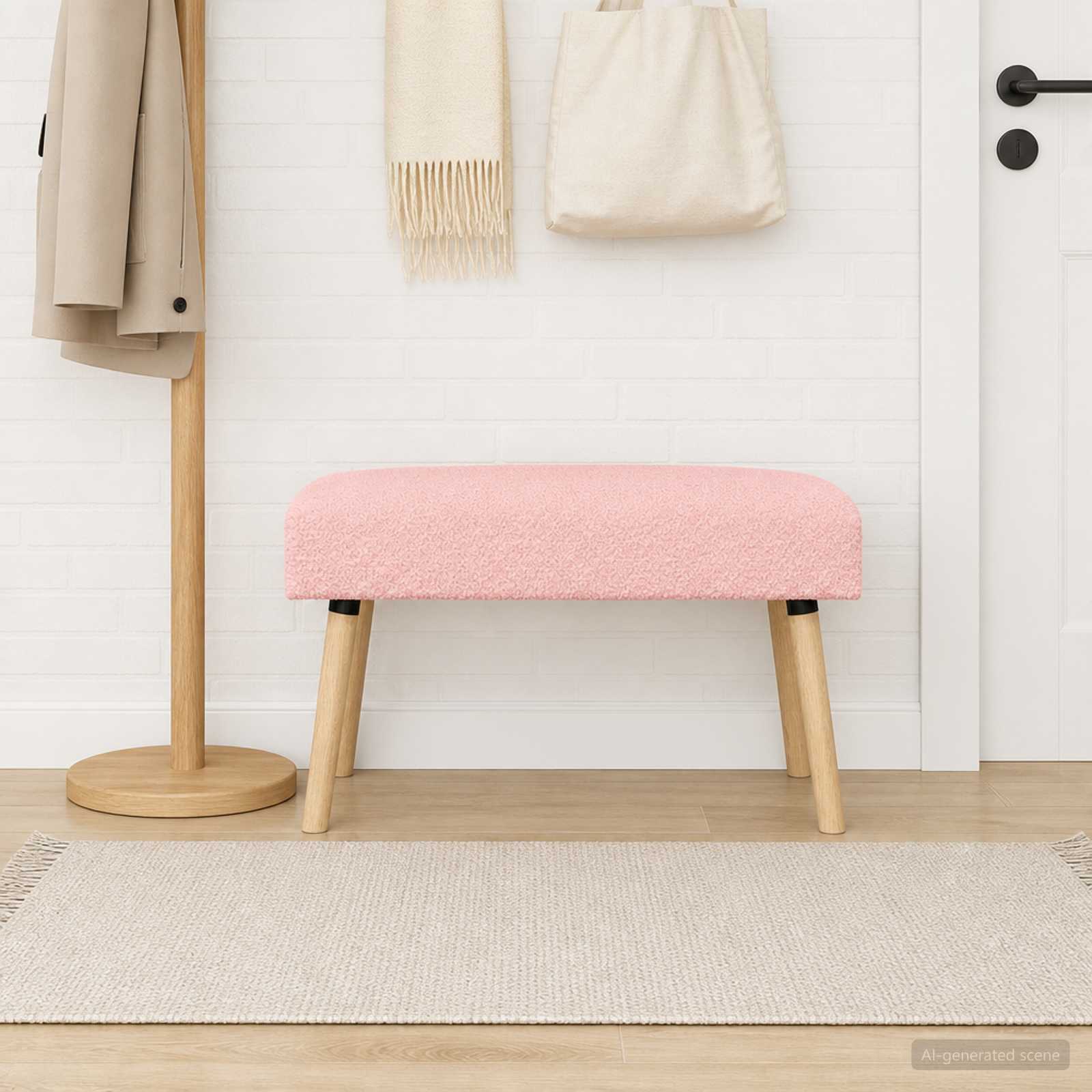 Bank Uni Rosa 80 x 40 x 46 cm Bouclé