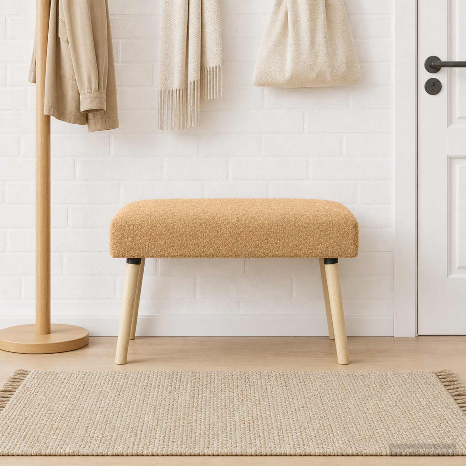 Bank Uni Beige 80 x 40 x 46 cm Bouclé