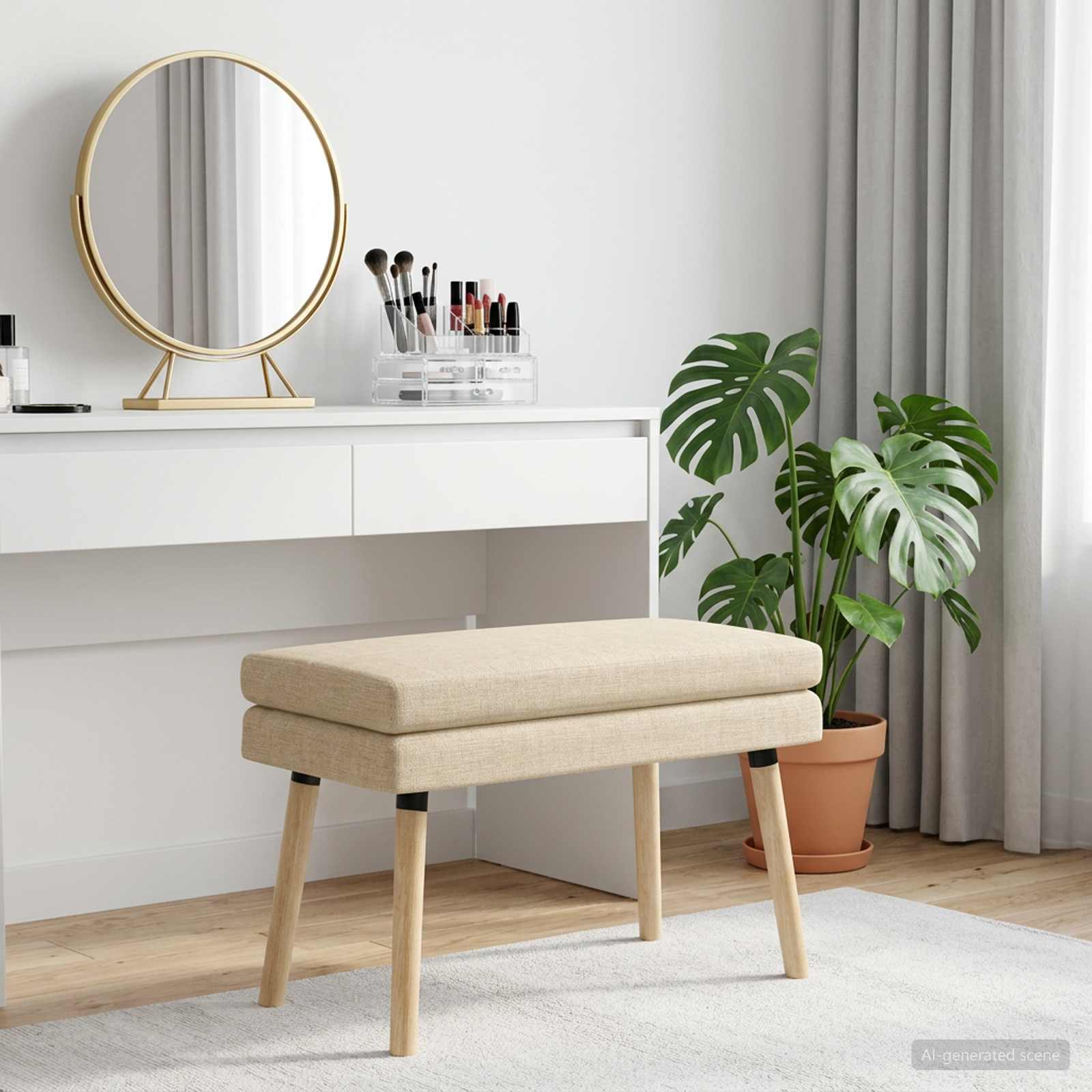 Doppellagige Bank Creme 80 x 40 x 47 cm Stoff