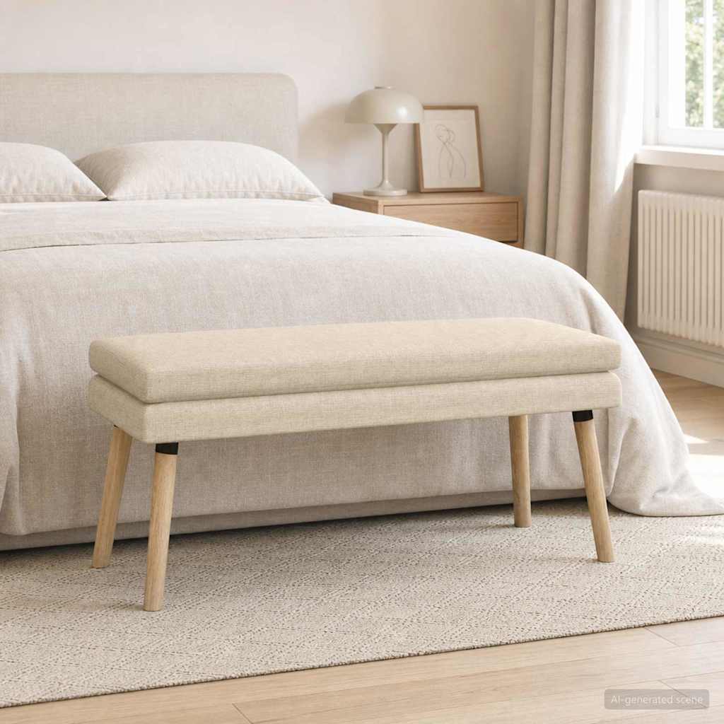 Doppellagige Bank Creme 110 x 40 x 47 cm Stoff