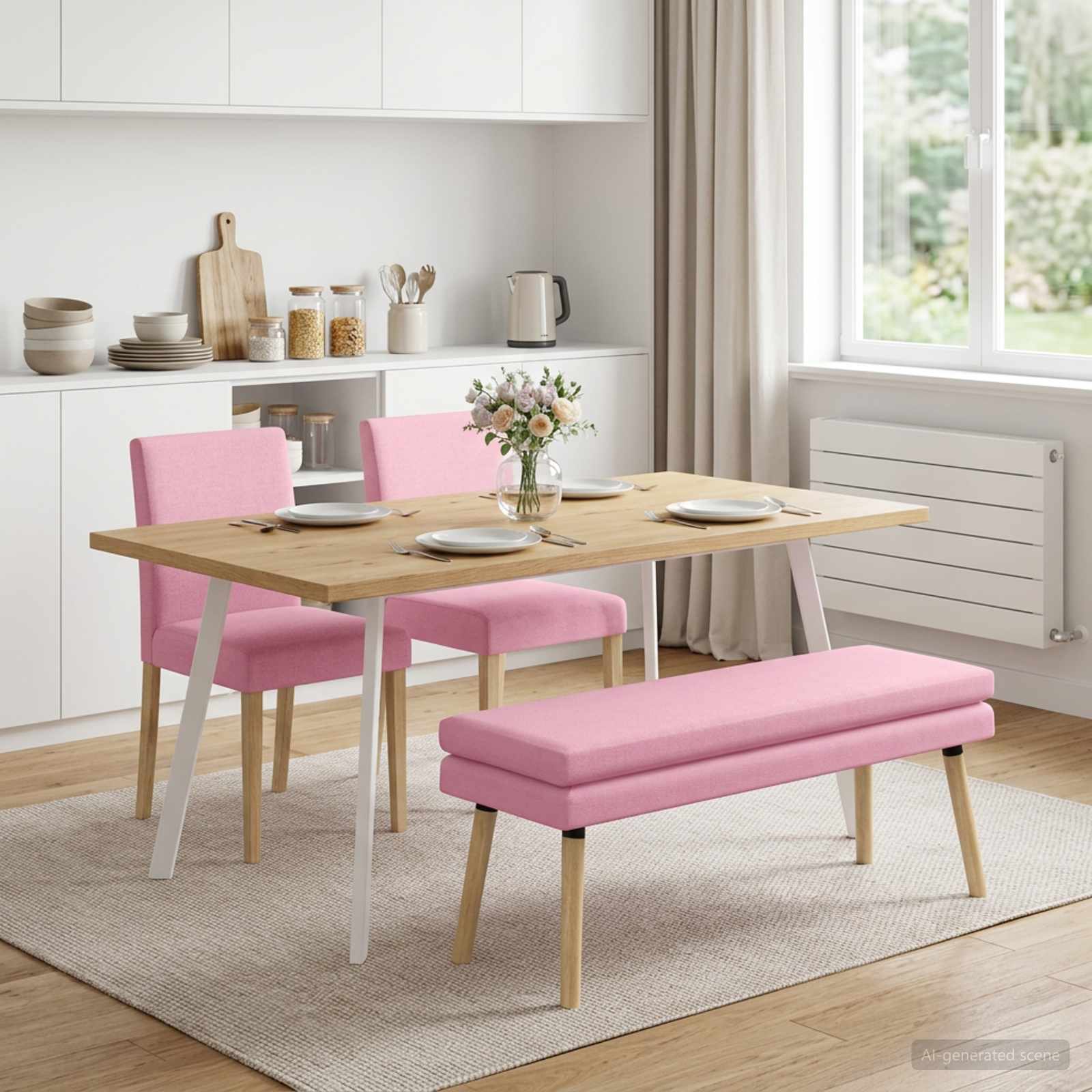 Doppellagige Bank Rosa 110 x 40 x 47 cm Stoff