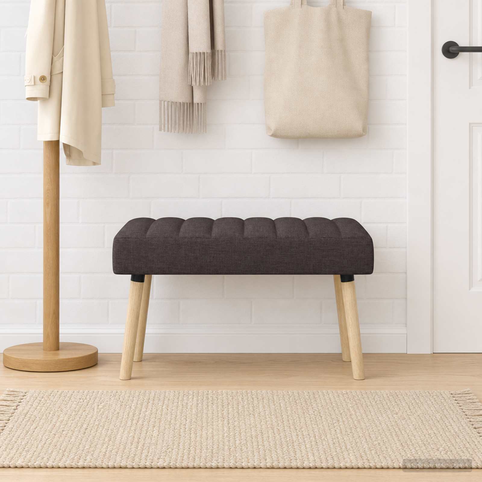 Kanalgepolsterte Bank Dunkelbraun 80 x 40 x 46 cm Stoff
