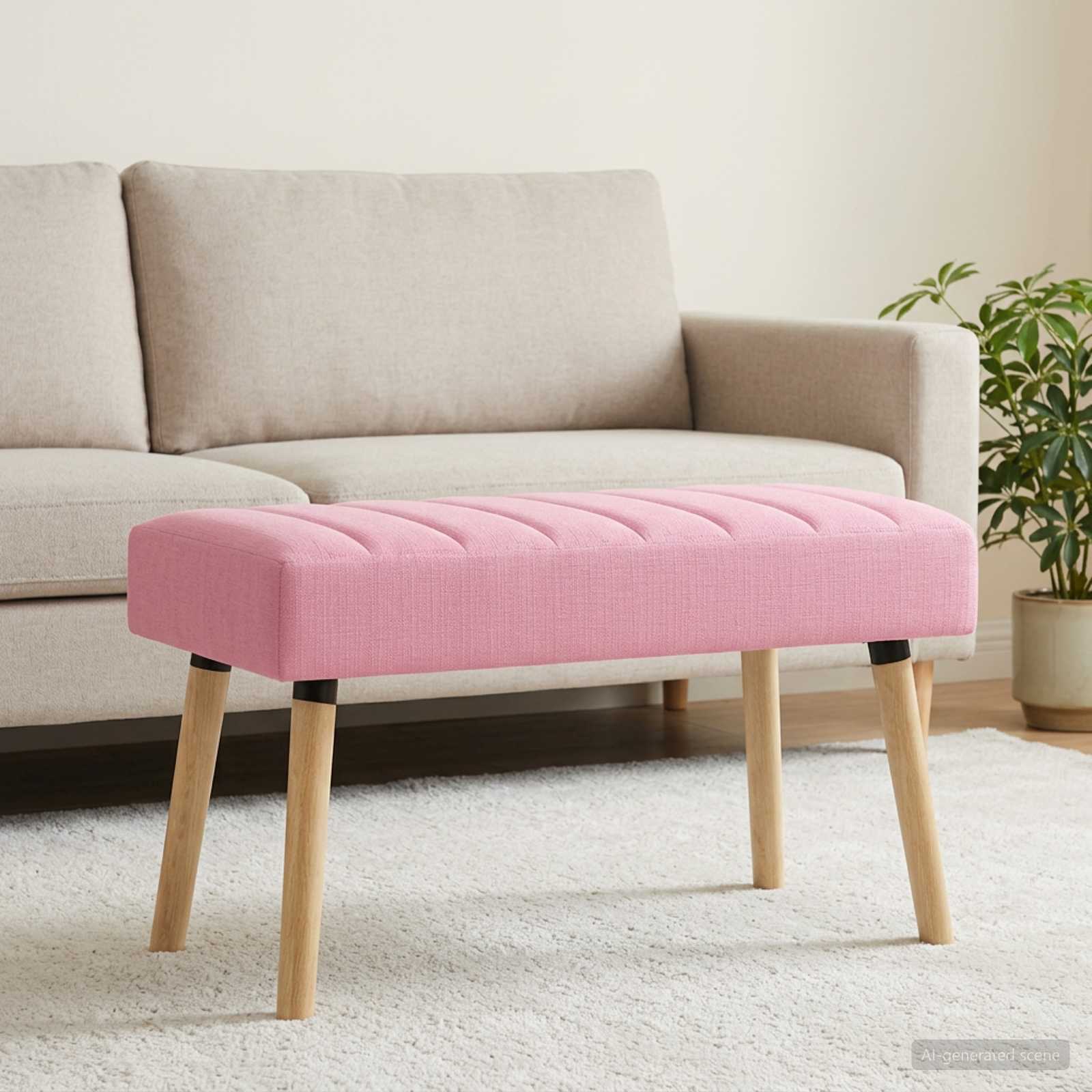 Kanalgepolsterte Bank Rosa 80 x 40 x 46 cm Stoff