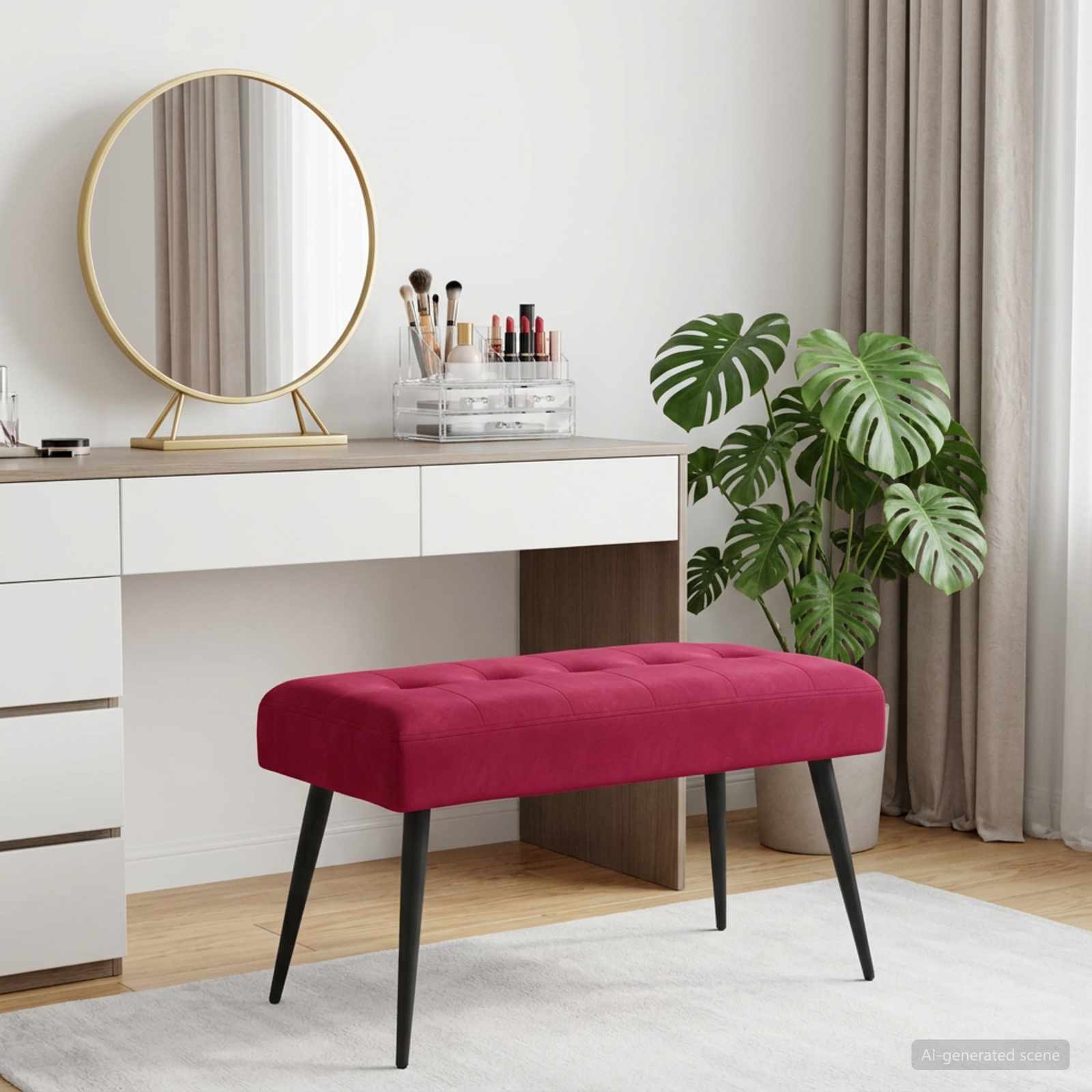 Bank mit Knopfheftung Weinrot 80 x 40 x 46 cm Samt