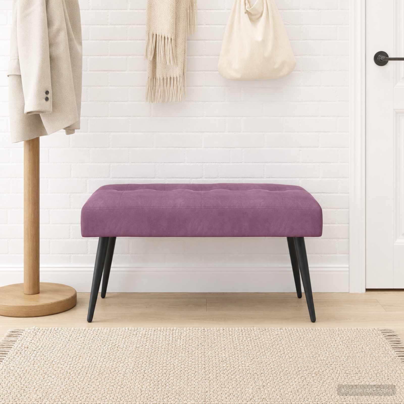 Bank mit Knopfheftung Lila 80 x 40 x 46 cm Samt