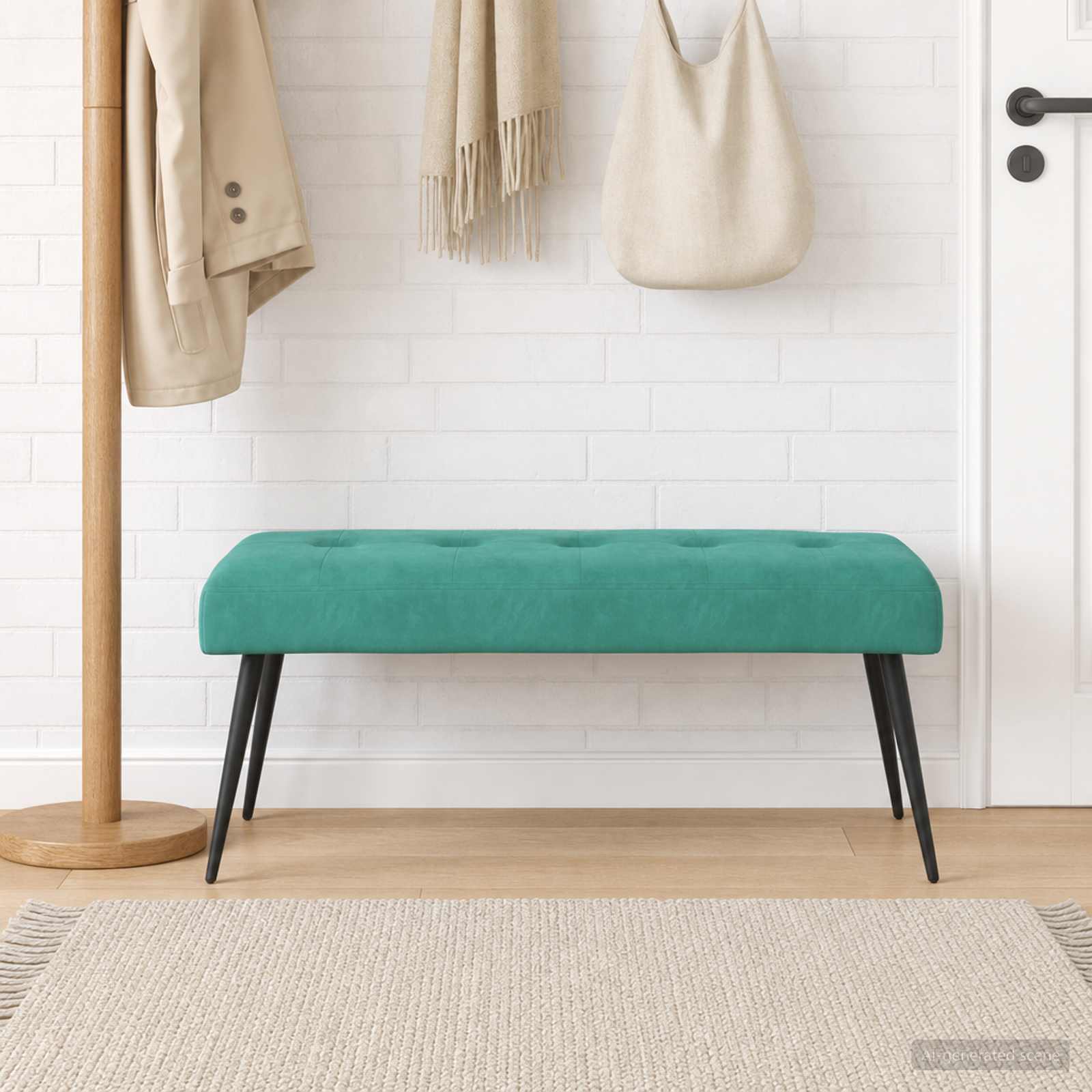 Bank mit Knopfheftung Türkis 110 x 40 x 46 cm Samt