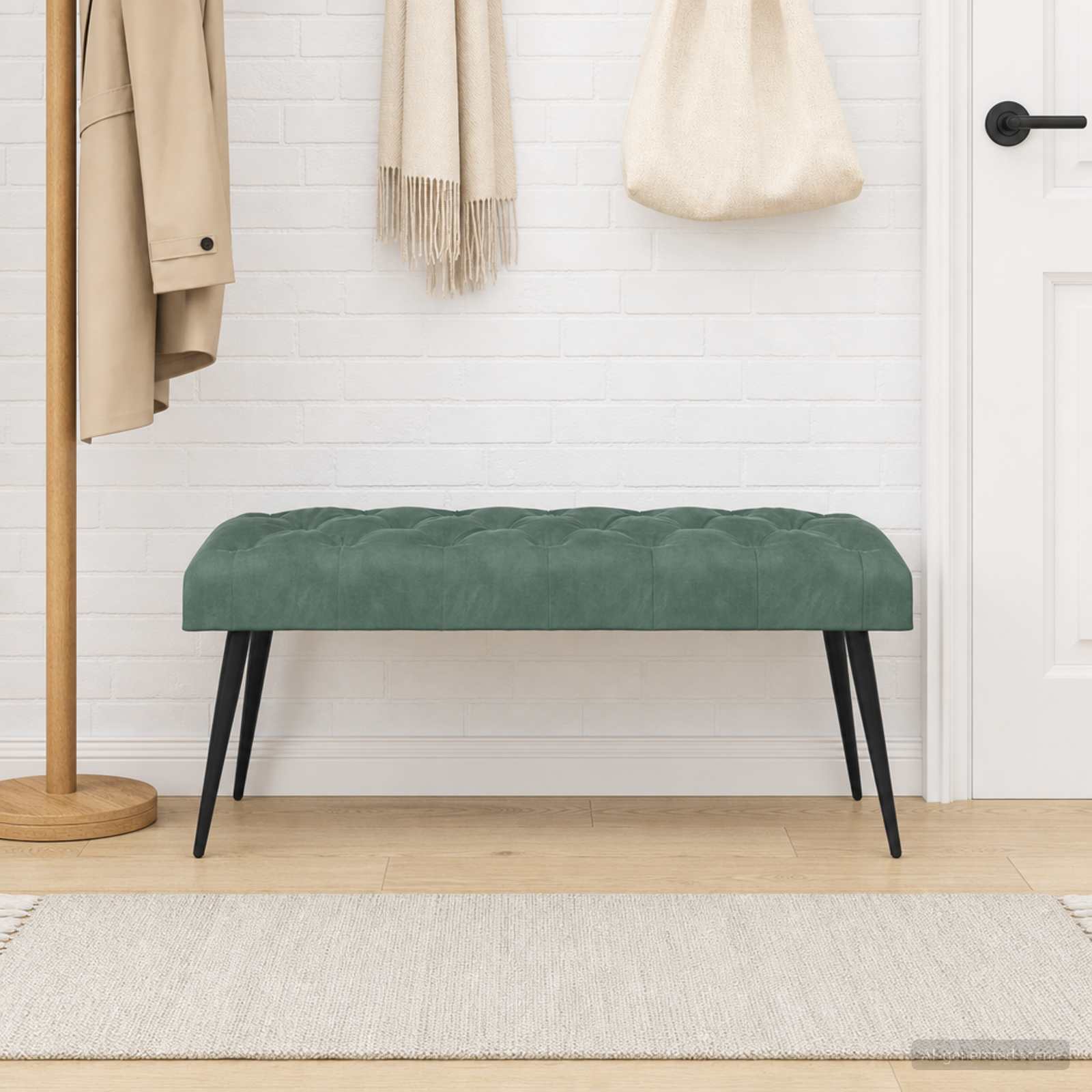 Bank mit Knopfheftung Meergrün 110 x 40 x 46 cm Samt