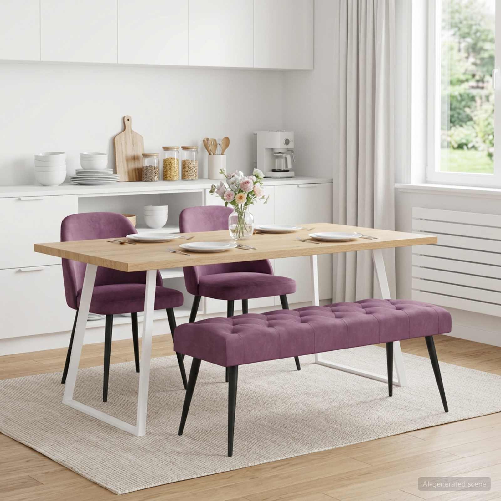 Bank mit Knopfheftung Lila 110 x 40 x 46 cm Samt