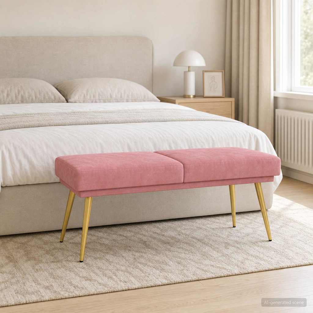 Doppellagige Bank Rosa 120 x 45 x 46 cm Samt