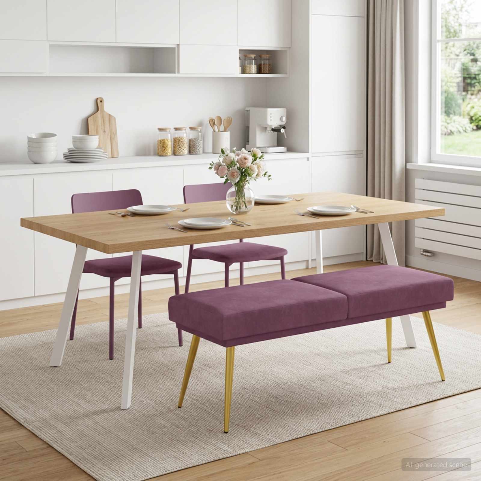 Doppellagige Bank Lila 120 x 45 x 46 cm Samt