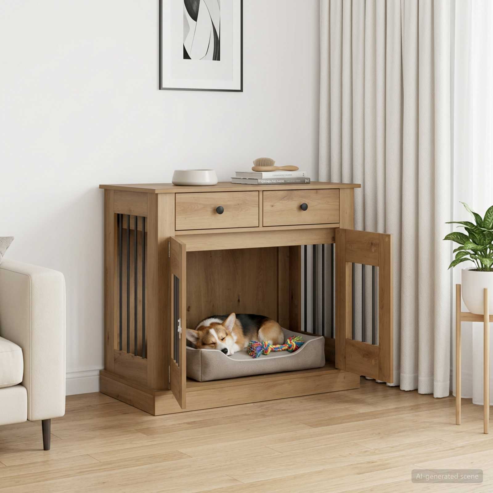 Hundekäfigmöbel Artisan-Eiche 90 x 47,5 x 80 cm Holzwerkstoff