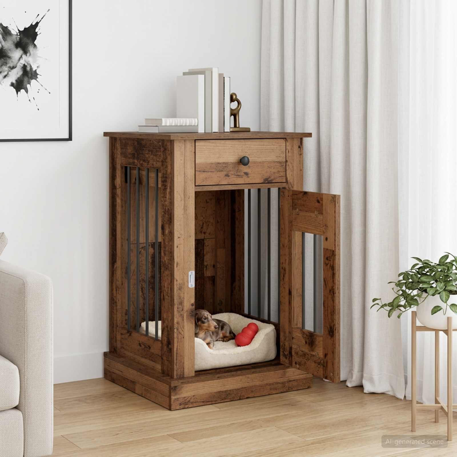 Hundekäfigmöbel Altholz 50 x 47,5 x 80 cm Holzwerkstoff