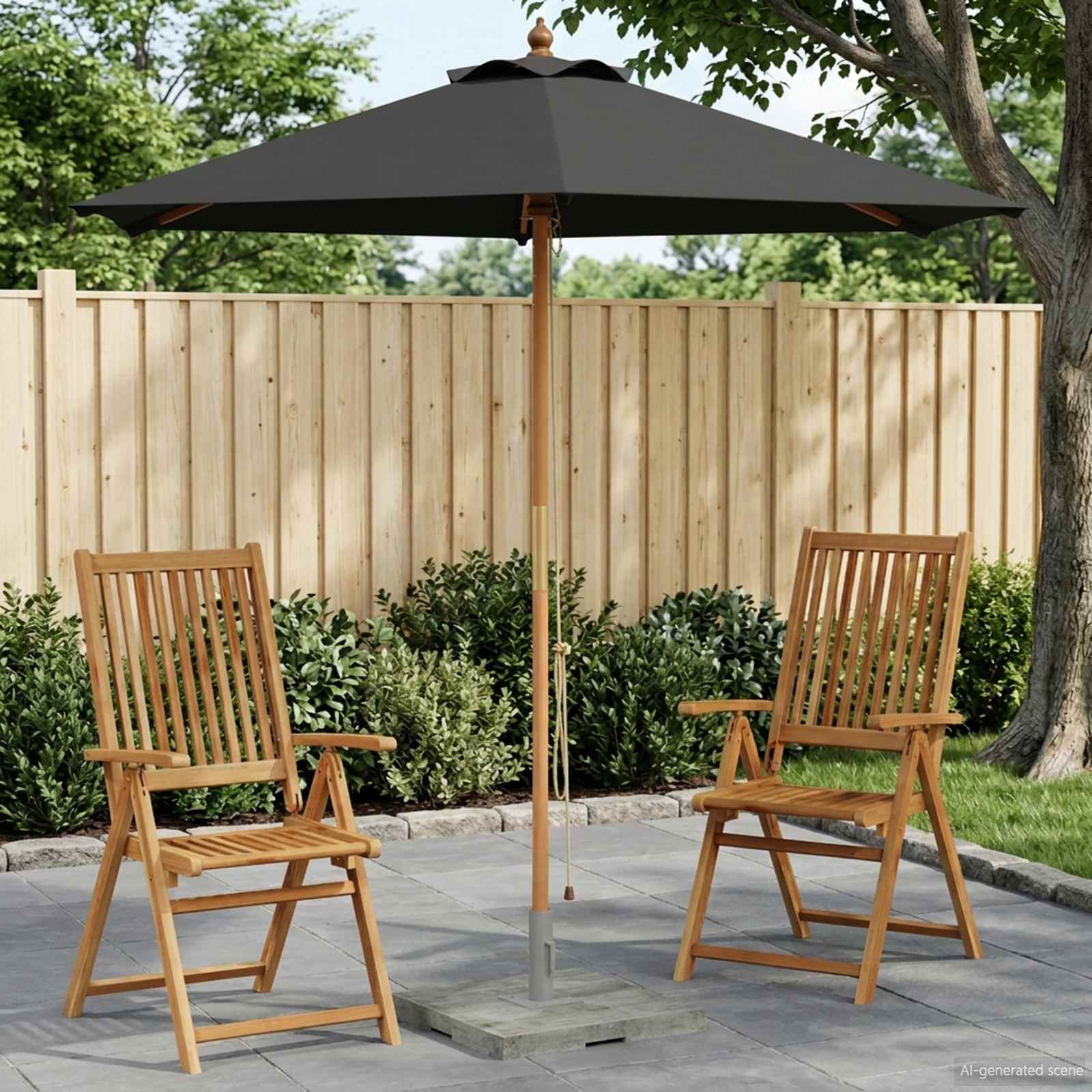 Gartensonnenschirm Ø 210 x 237 cm Massives Eukalyptus Holz