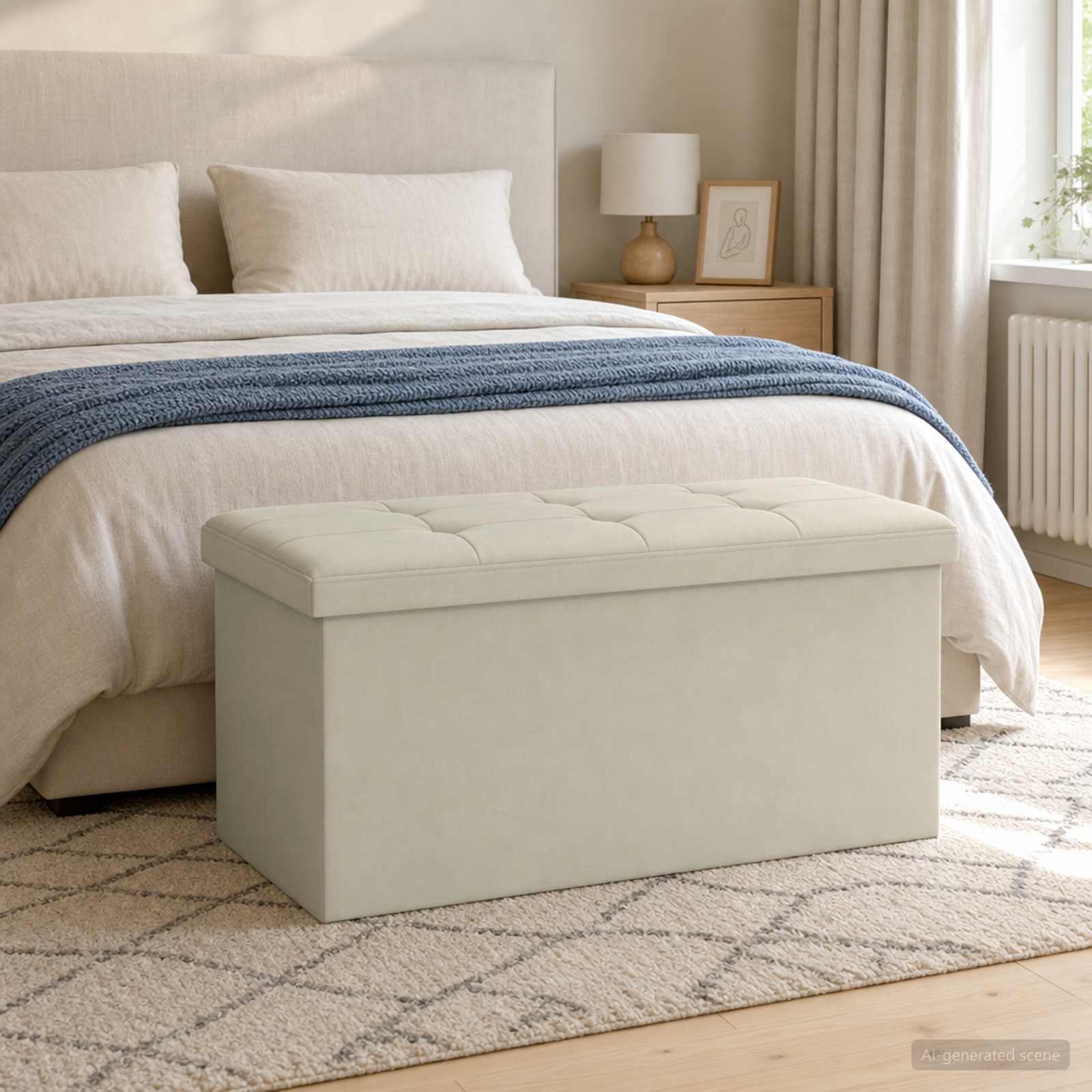 Klappbare Aufbewahrungsbank Weiß 180 kg 80 L 77 x 38 x 38 cm