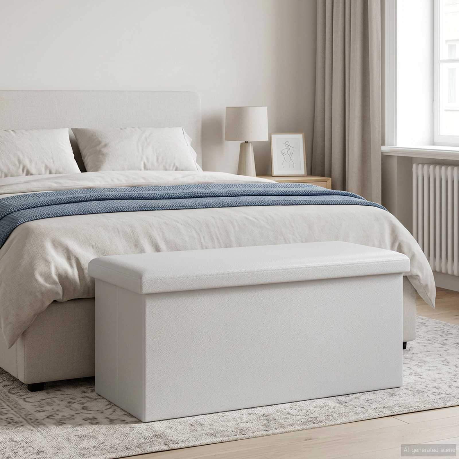 Klappbare Aufbewahrungsbank Weiß 180 kg 80 L 77 x 38 x 38 cm
