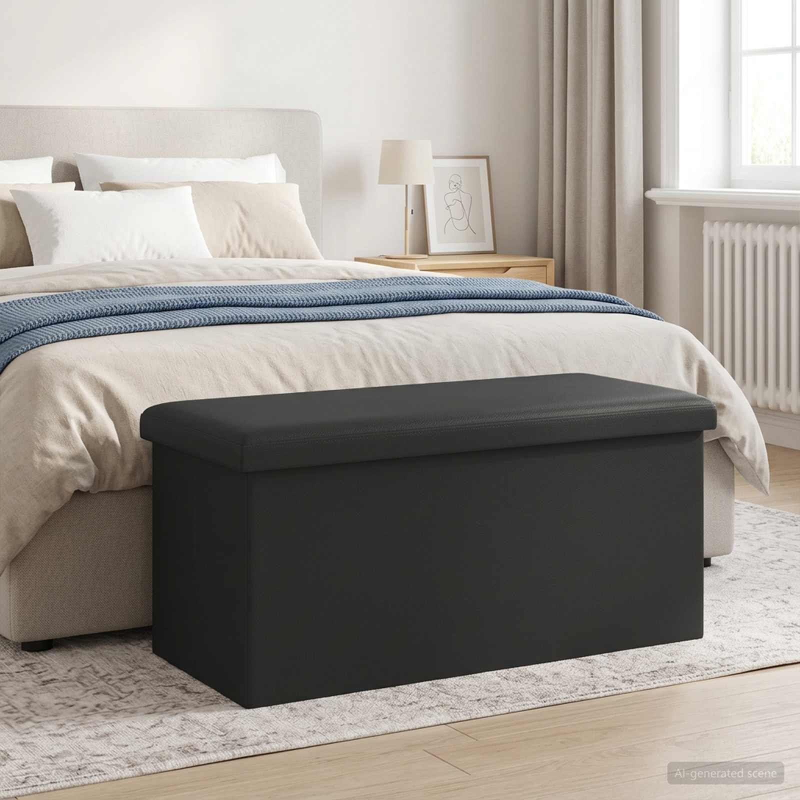 Klappbare Aufbewahrungsbank Grau 180 kg 80 L 77 x 38 x 38 cm
