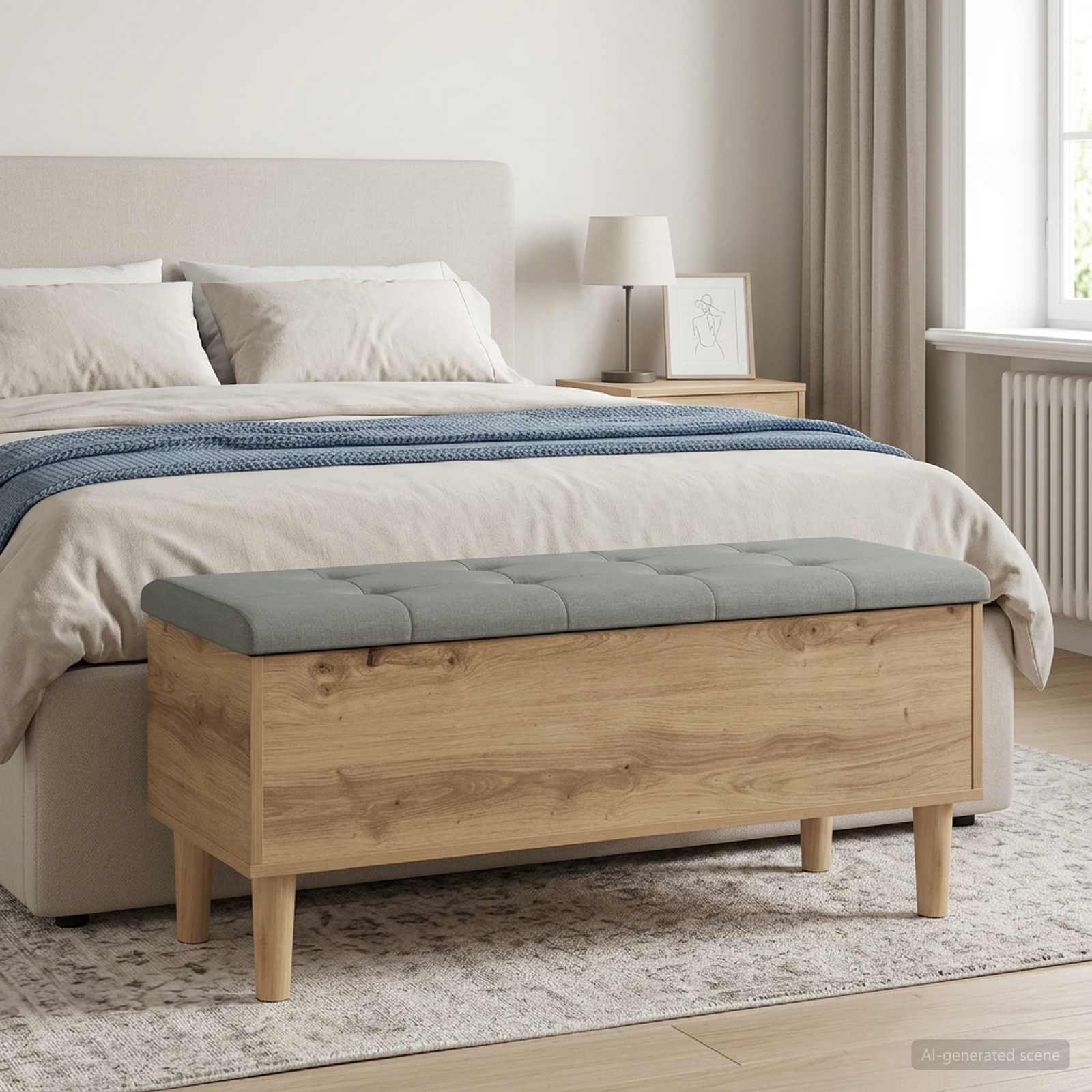 Aufbewahrungsbank mit Kissen Artisan-Eiche 102 x 42 x 46 cm