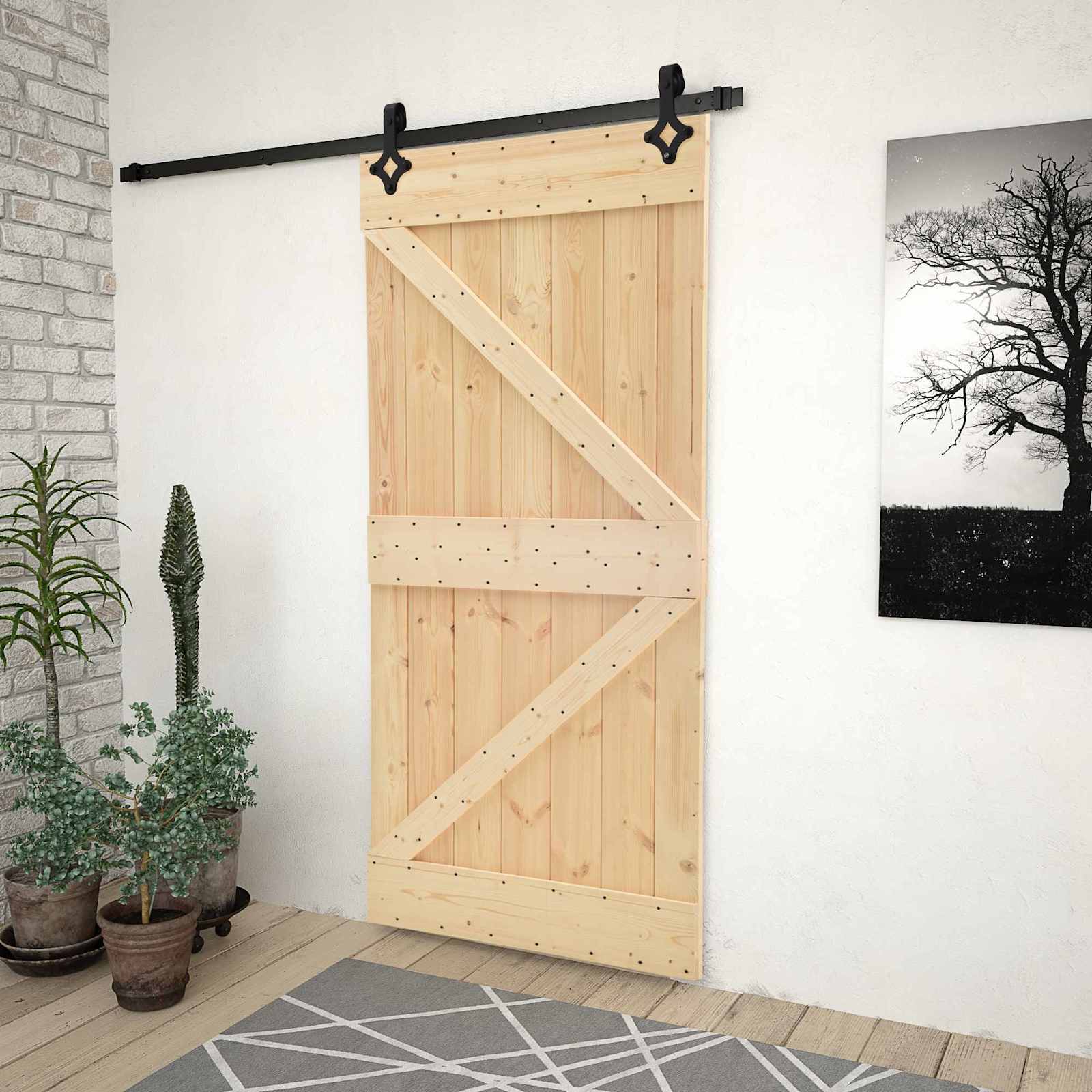 Schiebetür 80 x 210 cm Massives Kiefernholz