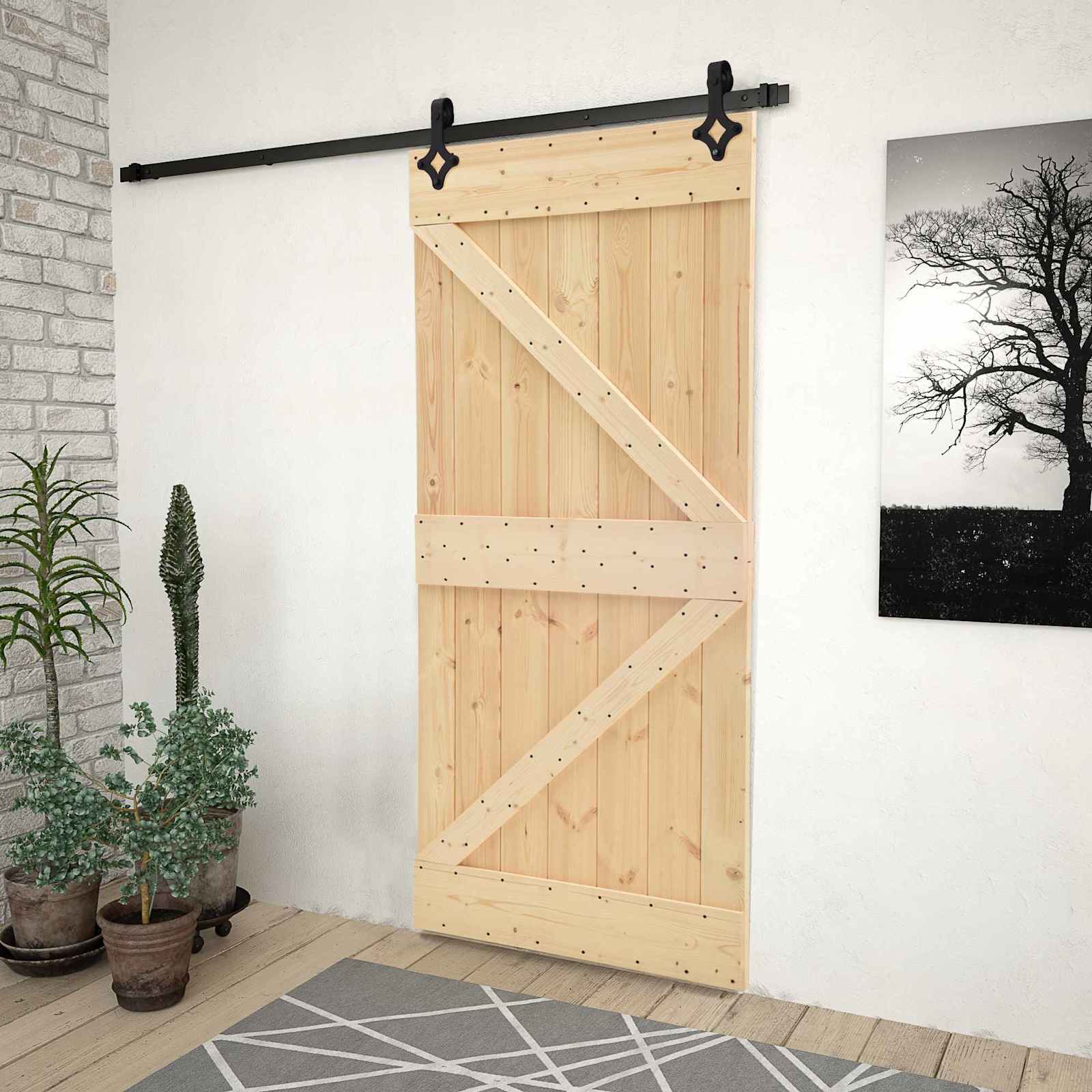 Schiebetür 100 x 210 cm Massives Kiefernholz
