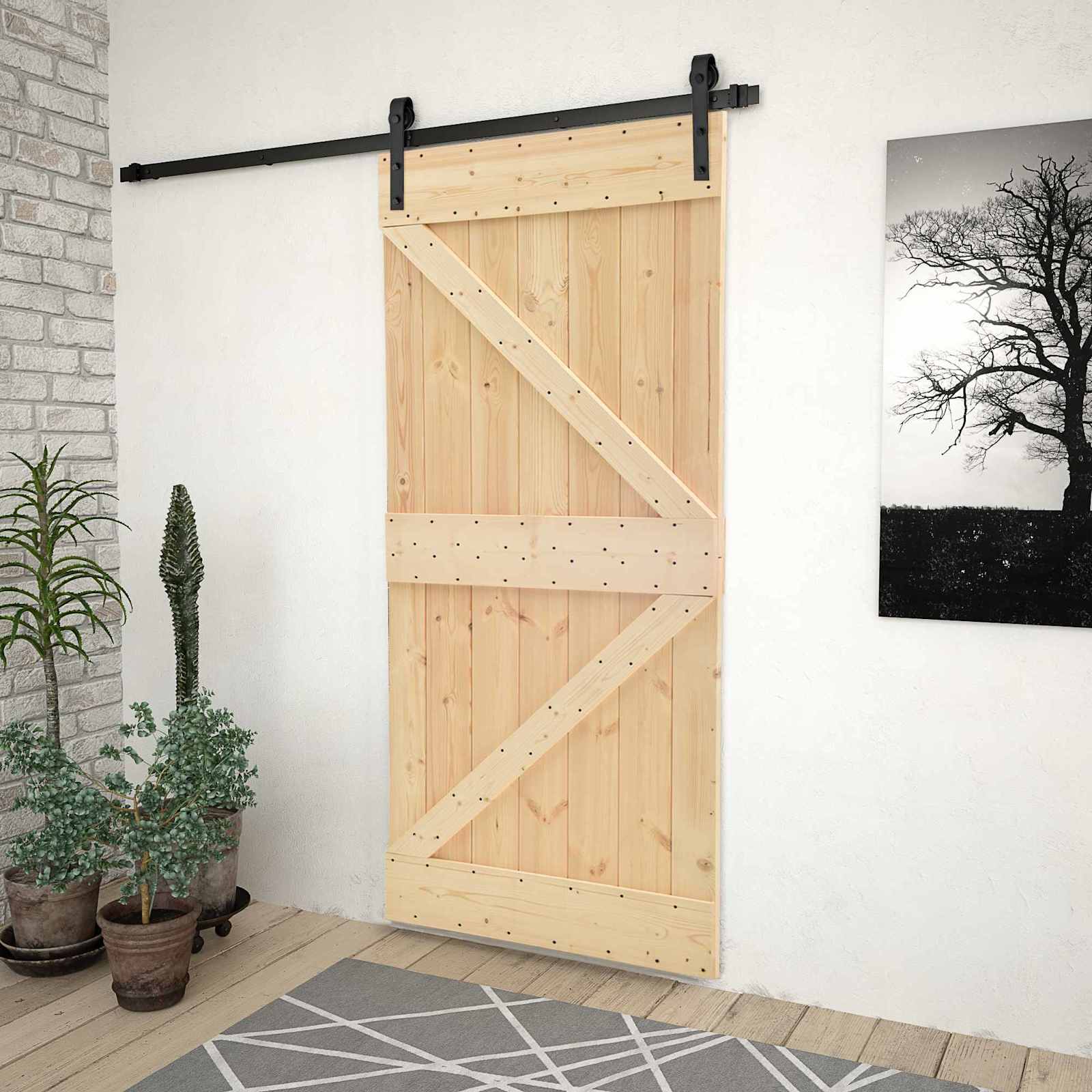 Schiebetür 100 x 210 cm Massives Kiefernholz