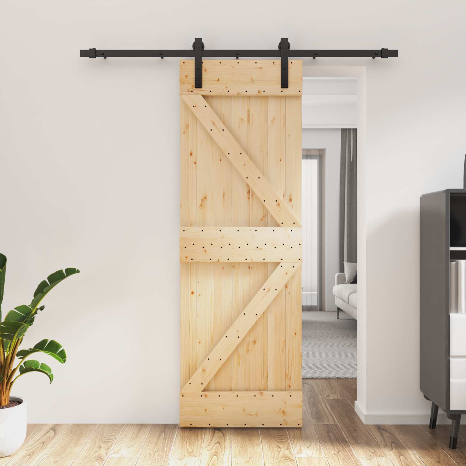 Schiebetür 70 x 210 cm Massivkiefer (Unbehandelt)