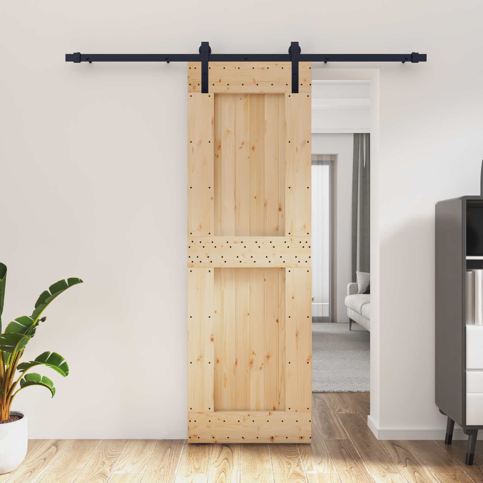 Schiebetür 70 x 210 cm Massivkiefer (Unbehandelt)