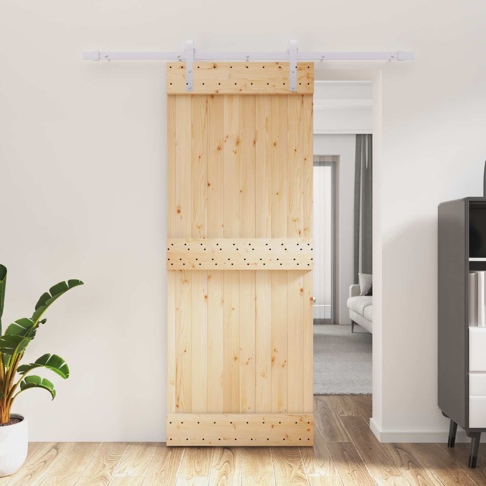 Schiebetür 80 x 210 cm Massivkiefer (Unbehandelt)