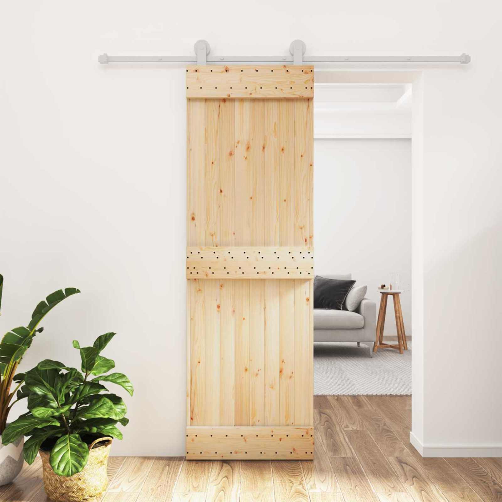 Schiebetür 70 x 210 cm Massivkiefer (Unbehandelt)