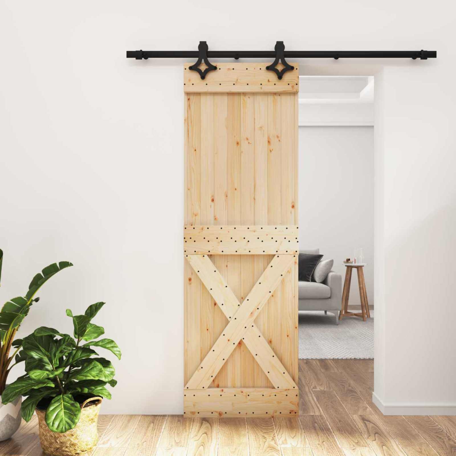 Schiebetür 70 x 210 cm Massivkiefer (Unbehandelt)