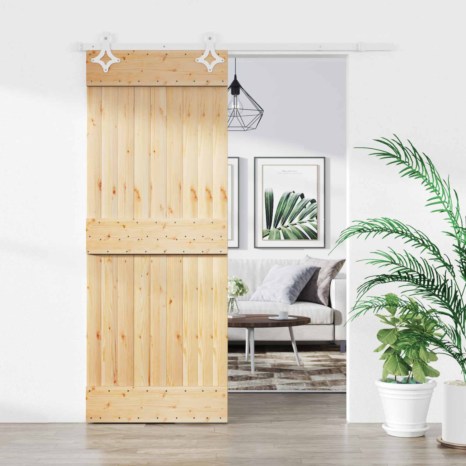 Schiebetür 85 x 210 cm Massivkiefer (Unbehandelt)