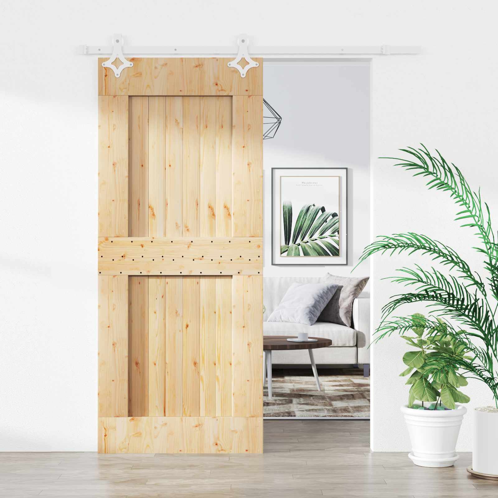 Schiebetür 85 x 210 cm Massivkiefer (Unbehandelt)