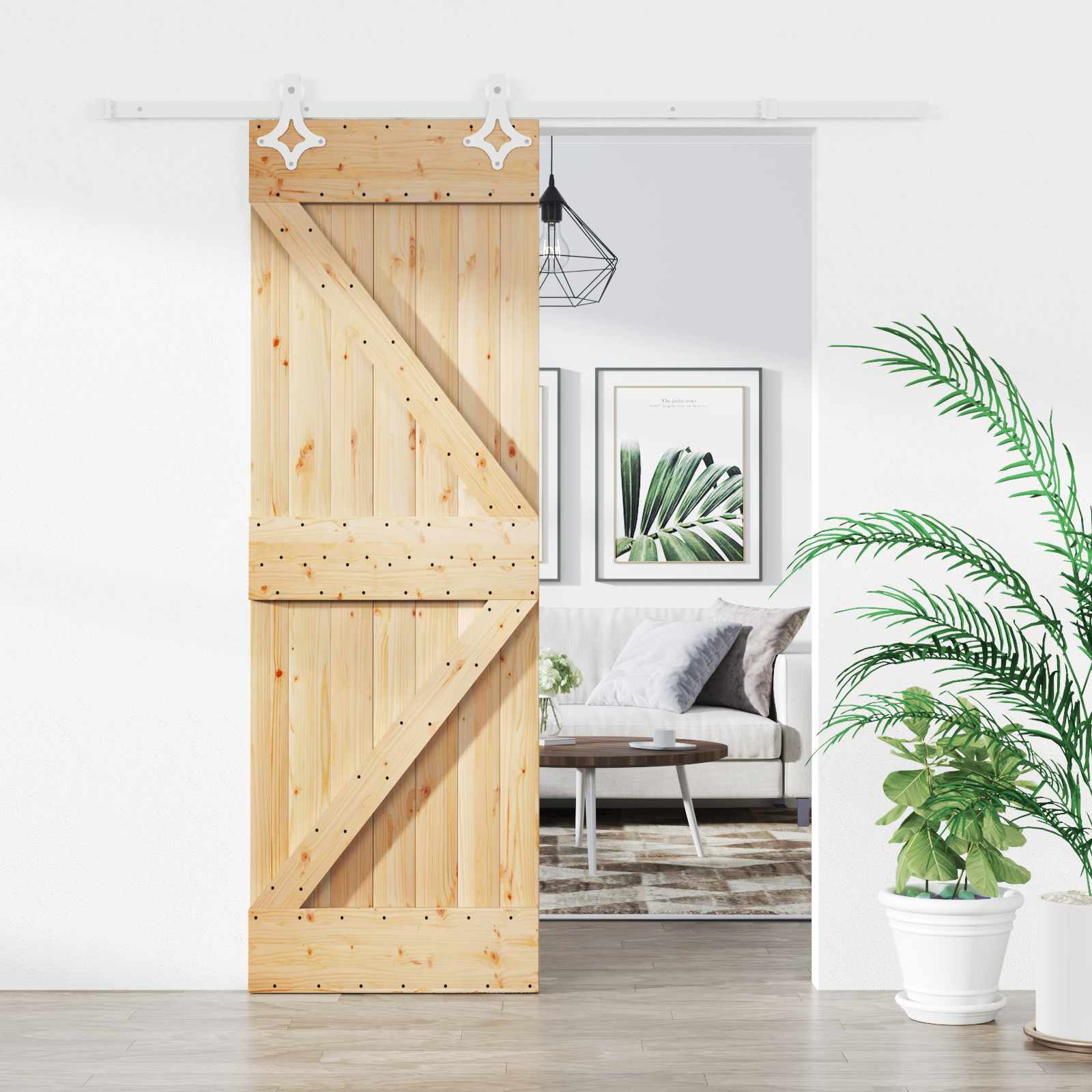 Schiebetür 70 x 210 cm Massivkiefer (Unbehandelt)