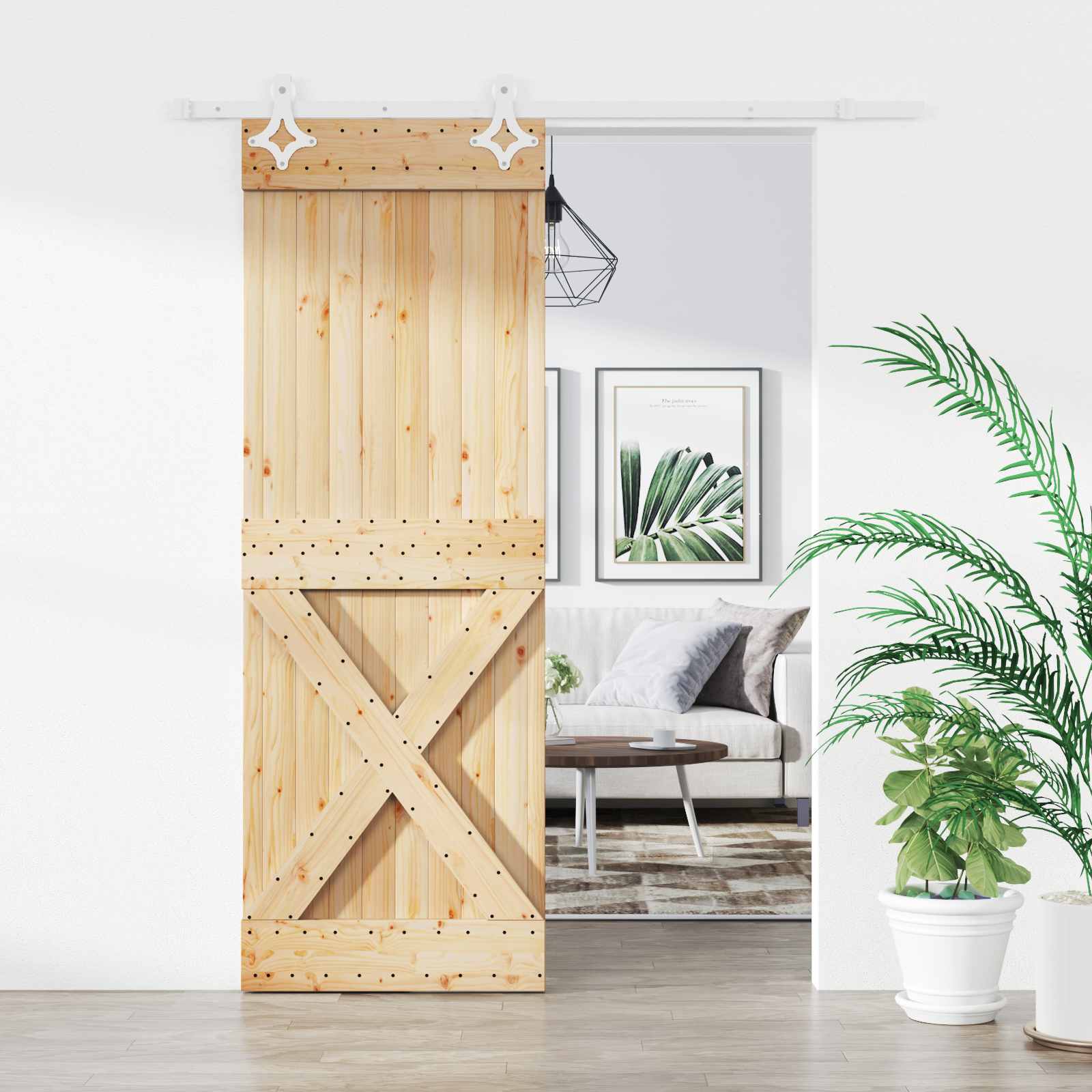 Schiebetür 80 x 210 cm Massivkiefer (Unbehandelt)