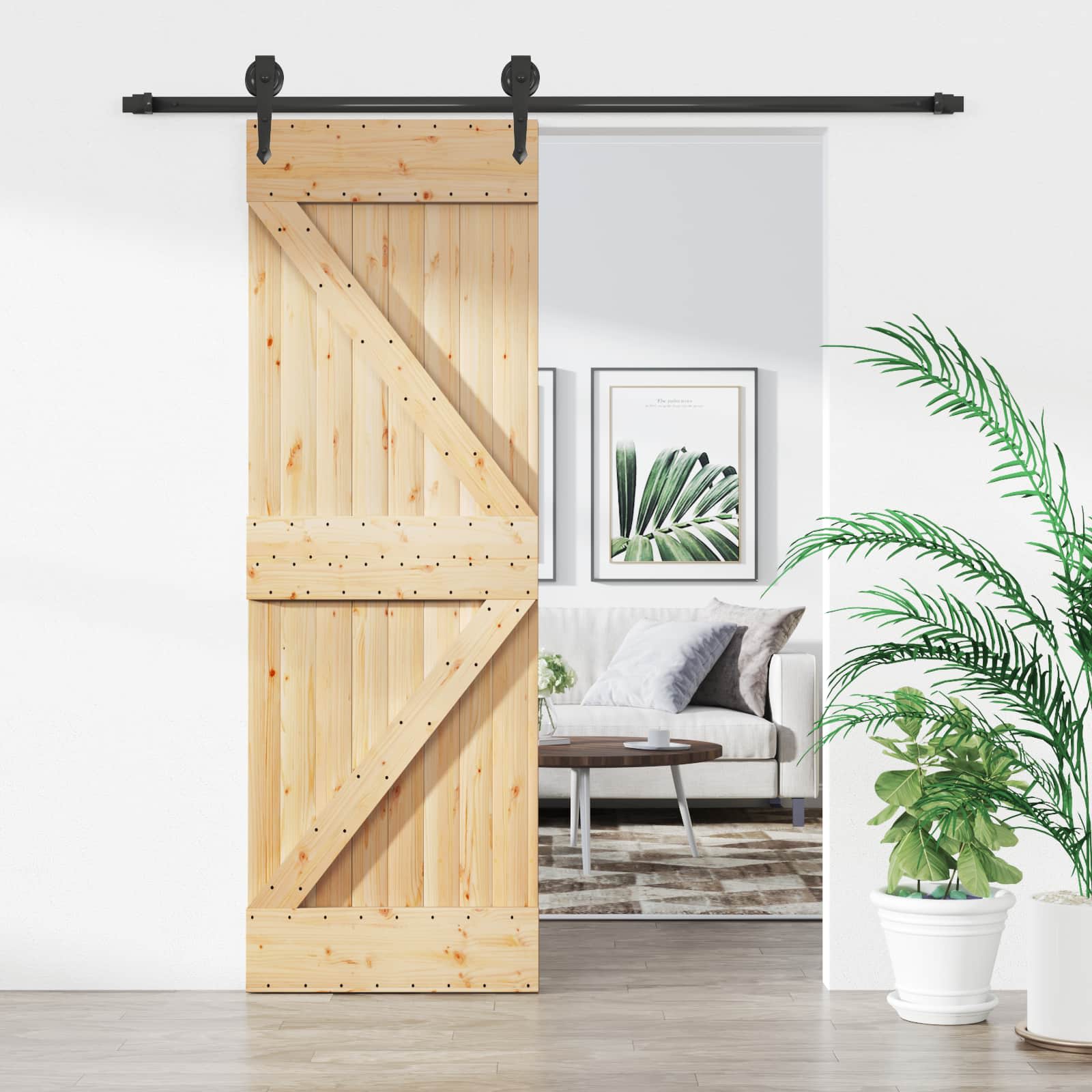 Schiebetür 70 x 210 cm Massivkiefer (Unbehandelt)